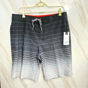 Board Shorts Striped Charcoal Size W 33 Goodfellow & Co 10" Inseam UPF 50+ New